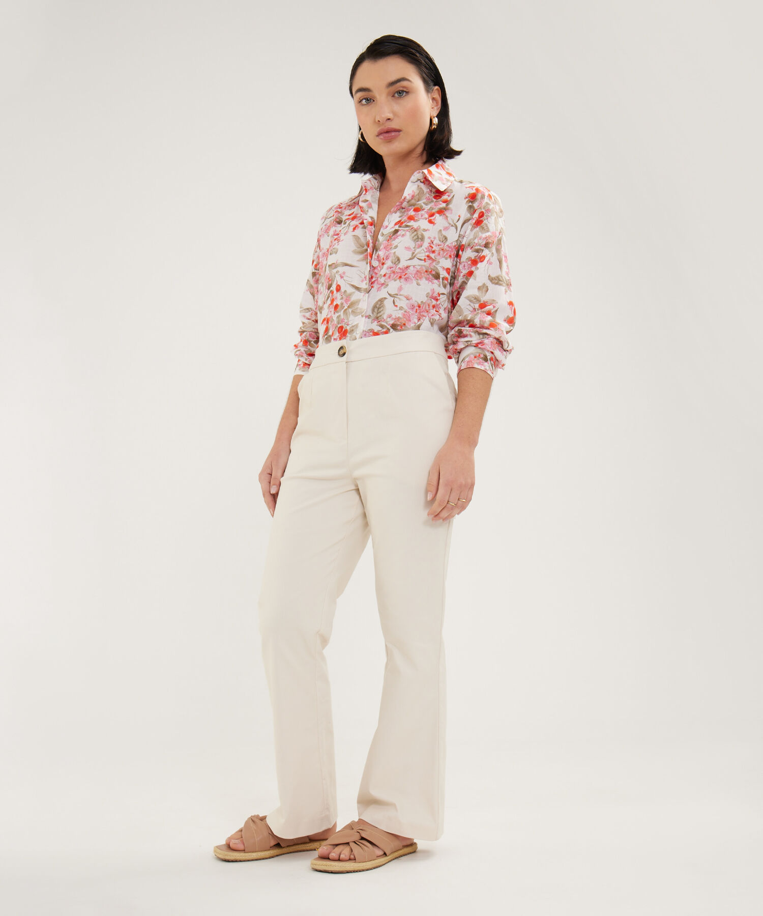 Pantalon Chino Unicolor Al Tobillo