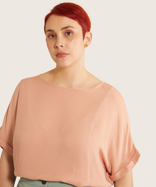 Blusa Unicolor Manga Corta Corrida Con Guardapolvo image number null