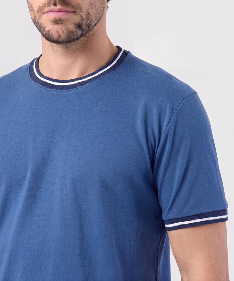 Camiseta Cuello Redondo con Rib Para Hombre