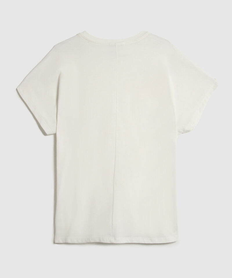Camiseta Unicolor Con Bordado En Frente