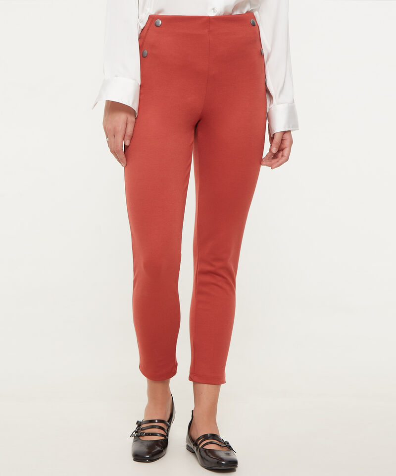 Leggins Unicolor Tiro Alto Con Broches Decorativos En Costados, Magia En El Caribe