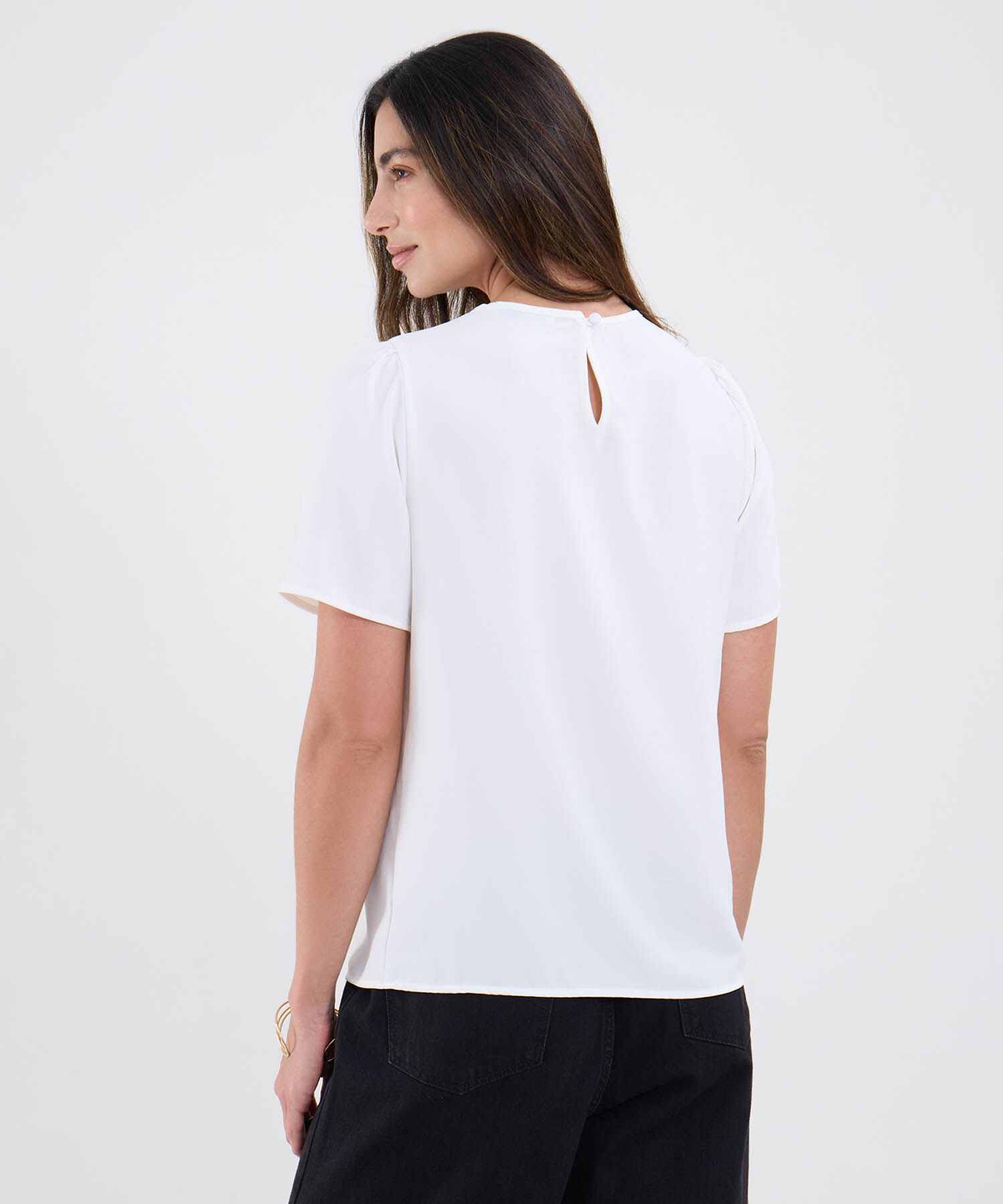 Blusa Manga Corta Con Bordado
