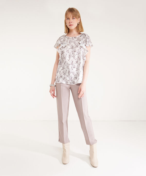 Blusa Escote Redondo Con Boleros En Sisa Estampada