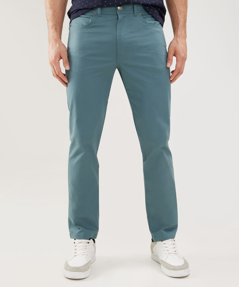 Pantalón 5 Bolsillos Unicolor Con Silueta Slim Fit, Cítrico Marinero