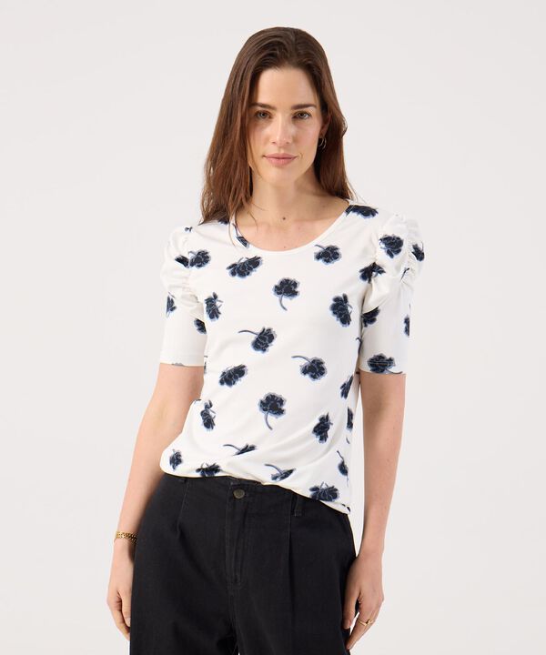 Camiseta Manga Corta Con Ruche Estampada image number null