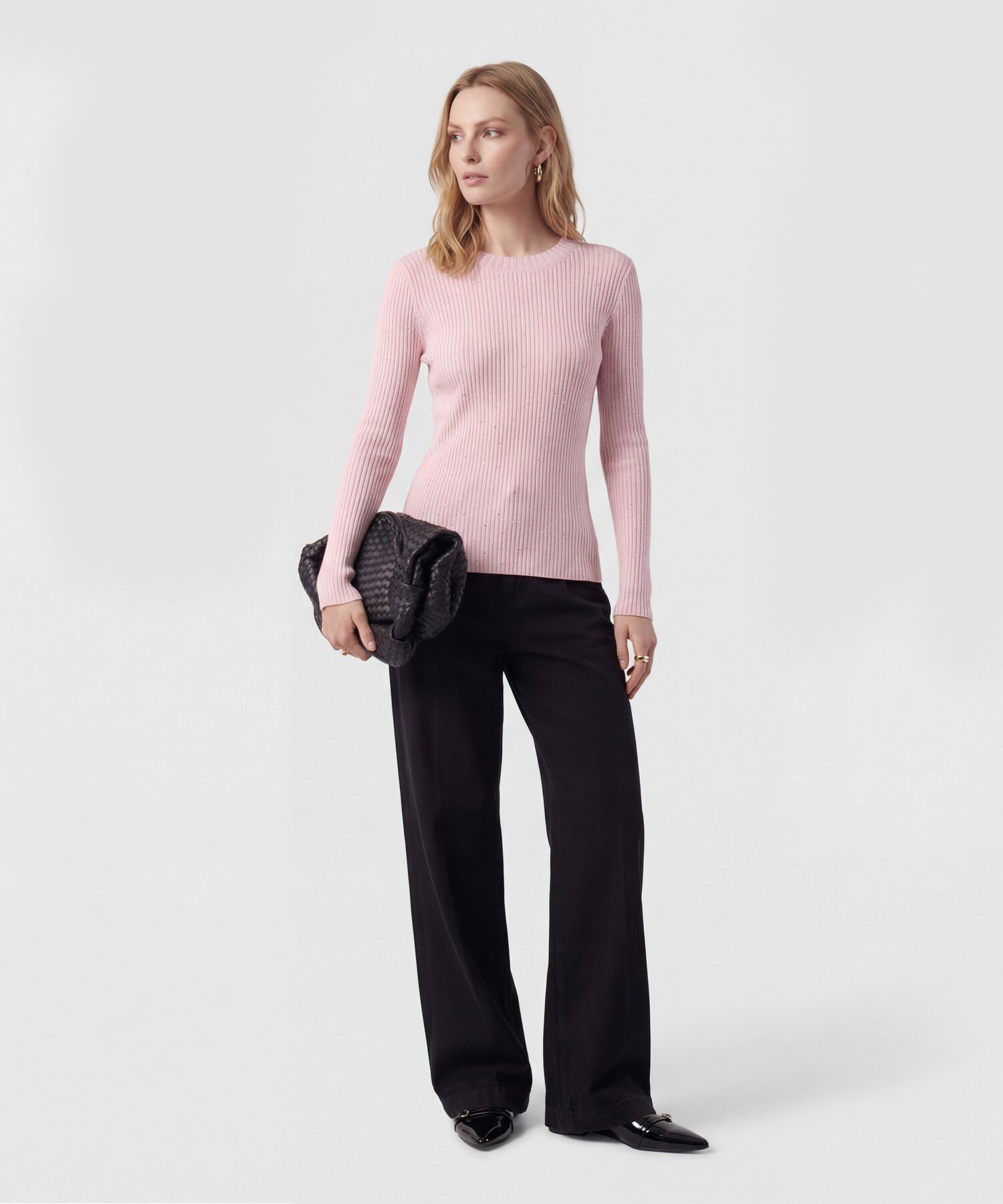 Saco De Punto Acanalado Con Brillo Mujer