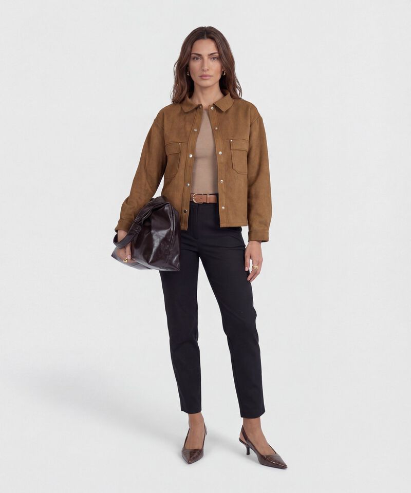 Chaqueta Unicolor Estilo Cargo para Mujer