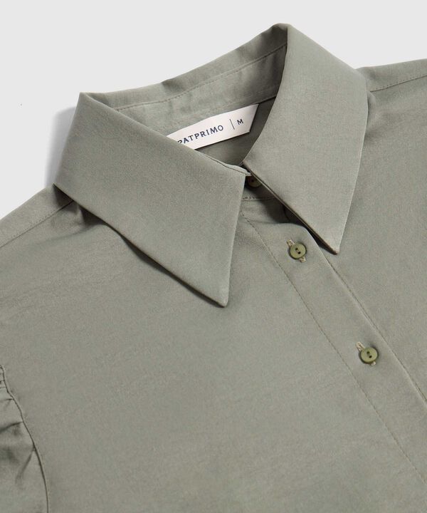 Camisa Camisera Con Mangas Recogidas Para Mujer