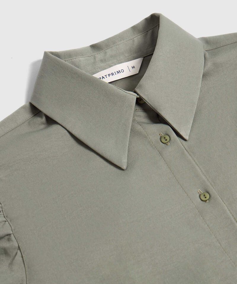 Camisa Camisera Con Mangas Recogidas Para Mujer