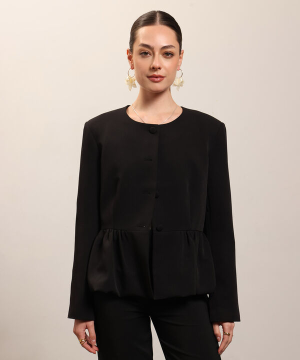 Chaqueta Unicolor Con Bolero Inferior Para Mujer image number null