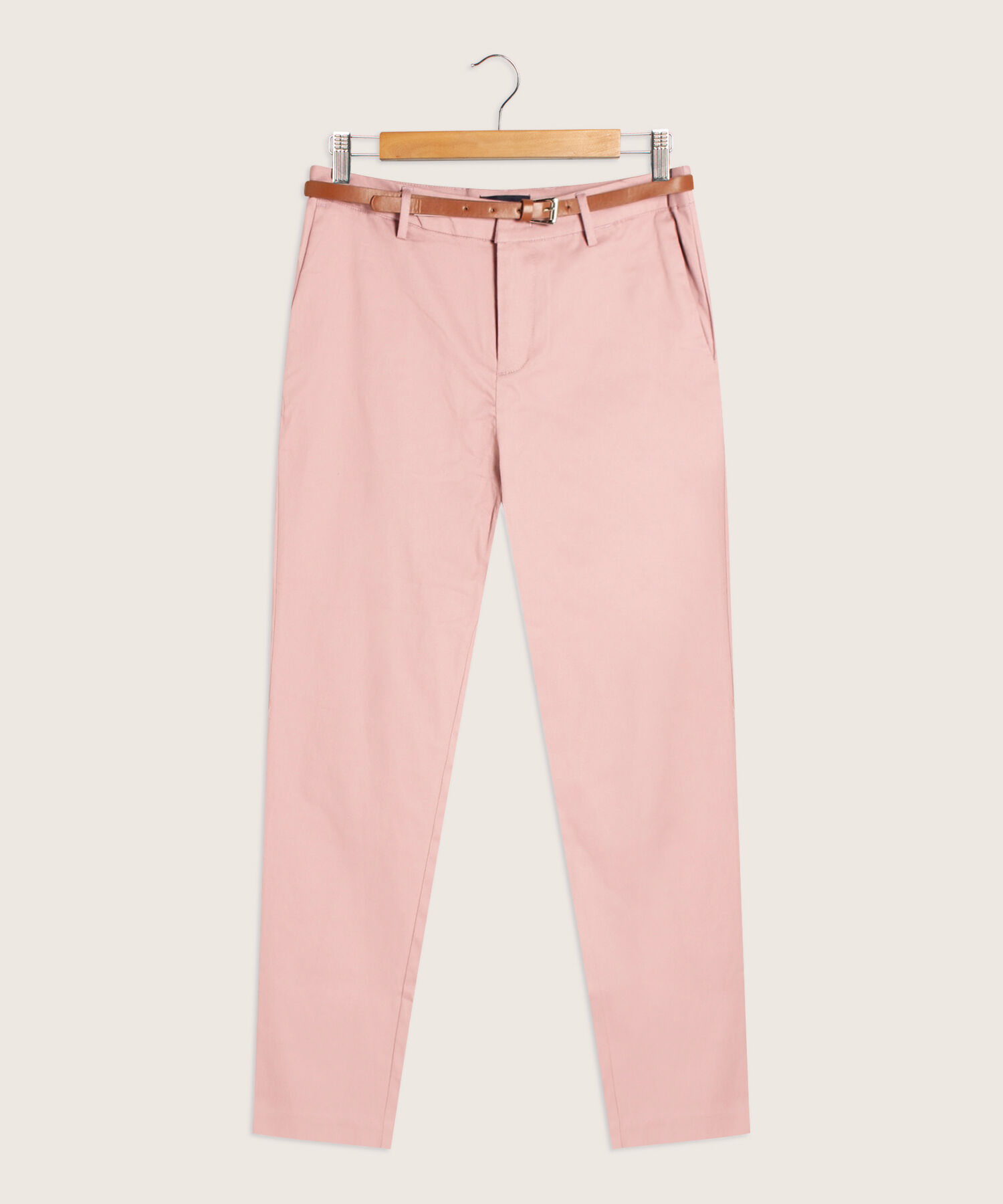 Pantalon Chino Unicolor Con Cinturon