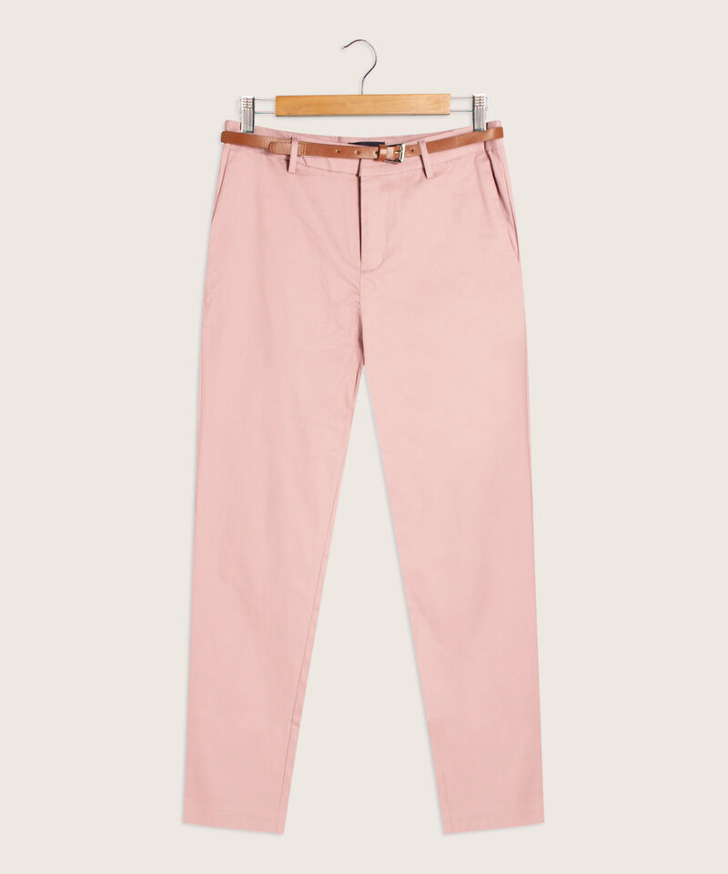 Pantalon Chino Unicolor Con Cinturon