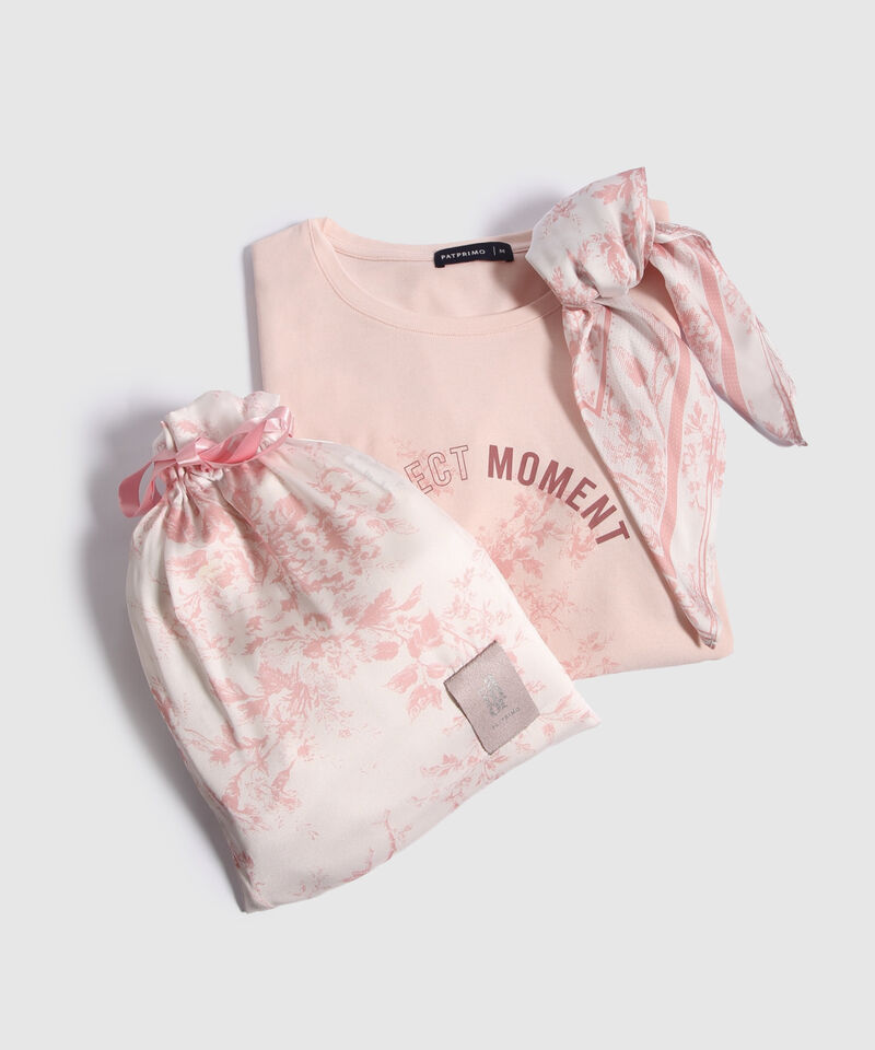 Camiseta Pijama Manga Corta Con Screen, Pañoleta Y Bolsa Regalables