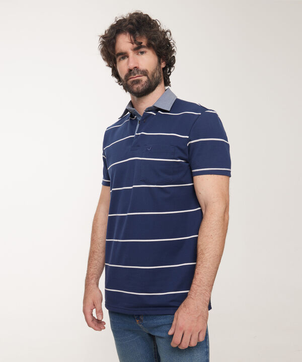 Polo , Cuello Duro En Contraste Con Bolsillo, Silueta Slim Fit, Cítrico Marinero