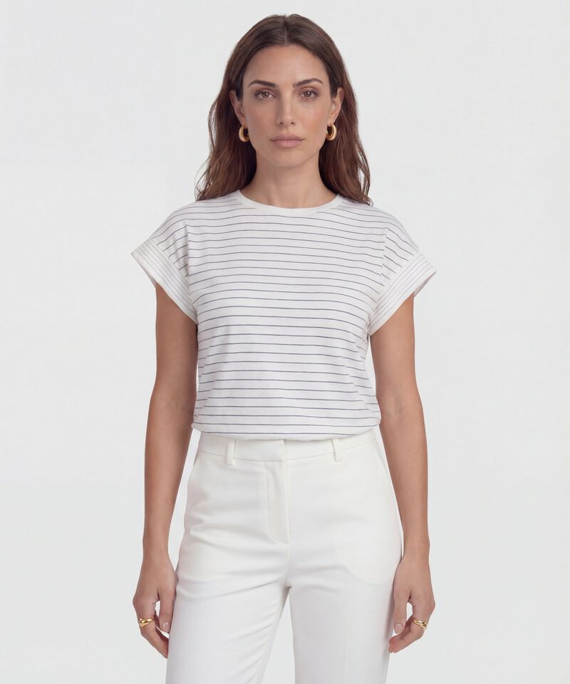 Camiseta Manga Corta con Doblez para Mujer