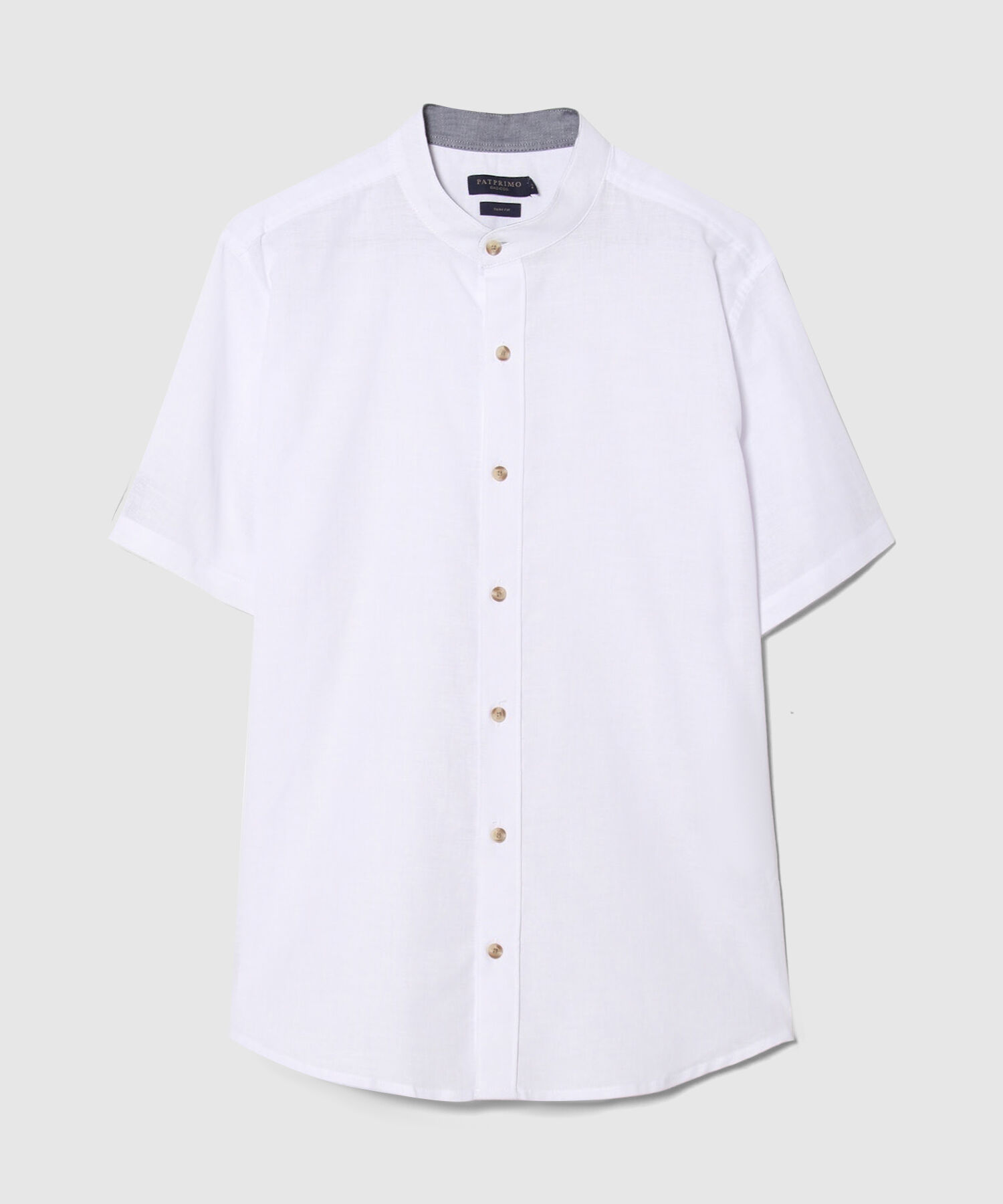 Camisa Cuello Neru Unicolor Manga Corta