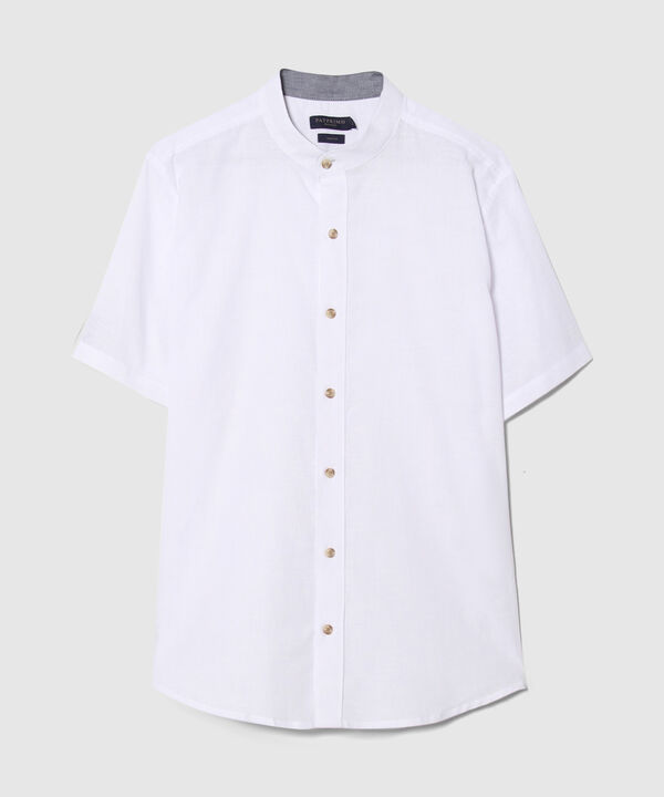 Camisa Cuello Neru Unicolor Manga Corta