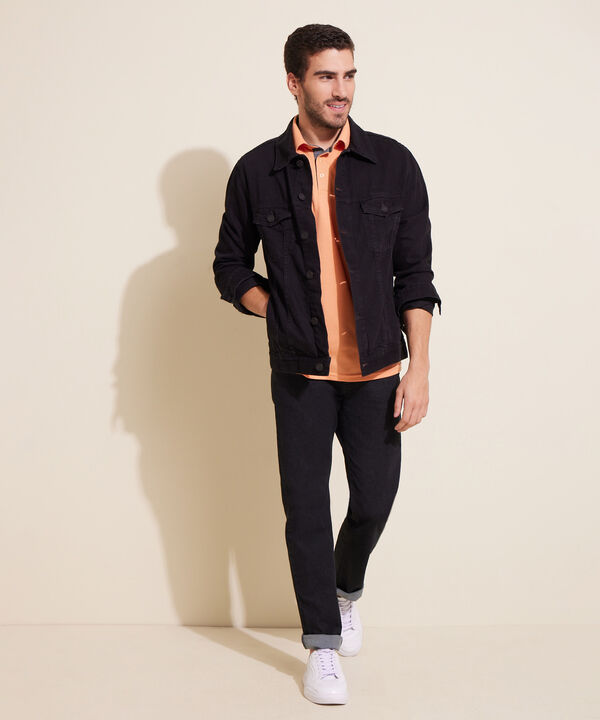 Polo Unicolor, Cuello Duro Con Bolsillo Y Silueta Regular Fit Naranja image number null