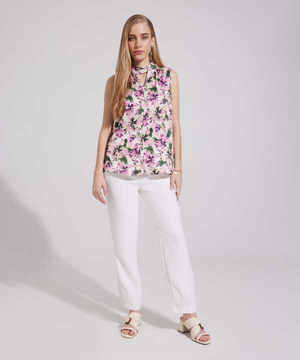 Blusa De Anudar Manga Sisa Estampado