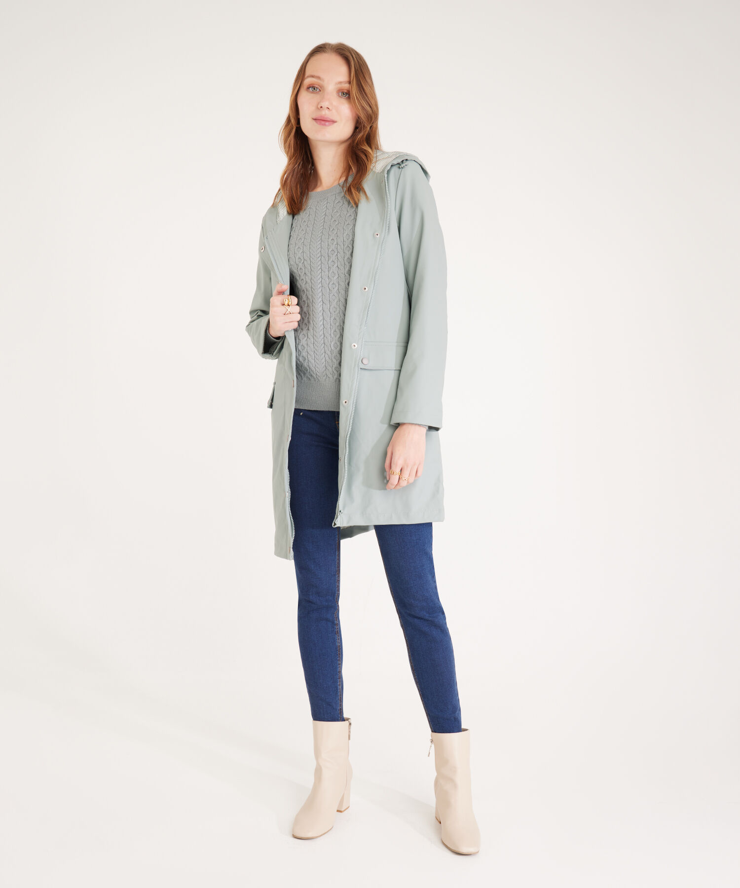 Parka Impermeable Con Capucha Para Mujer