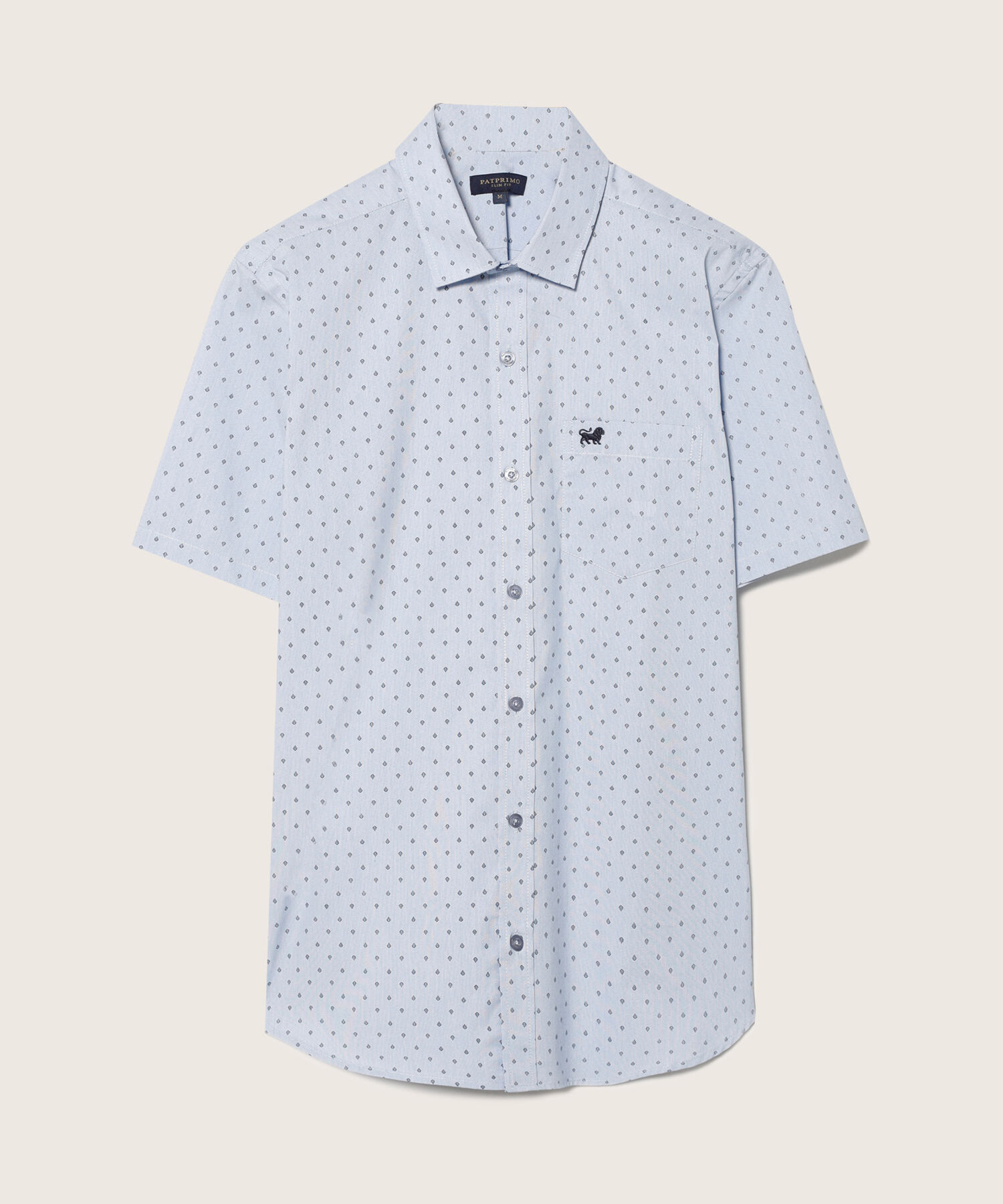 Camisa Estampada Manga Corta Con Bolsillo Y Silueta Slim Fit