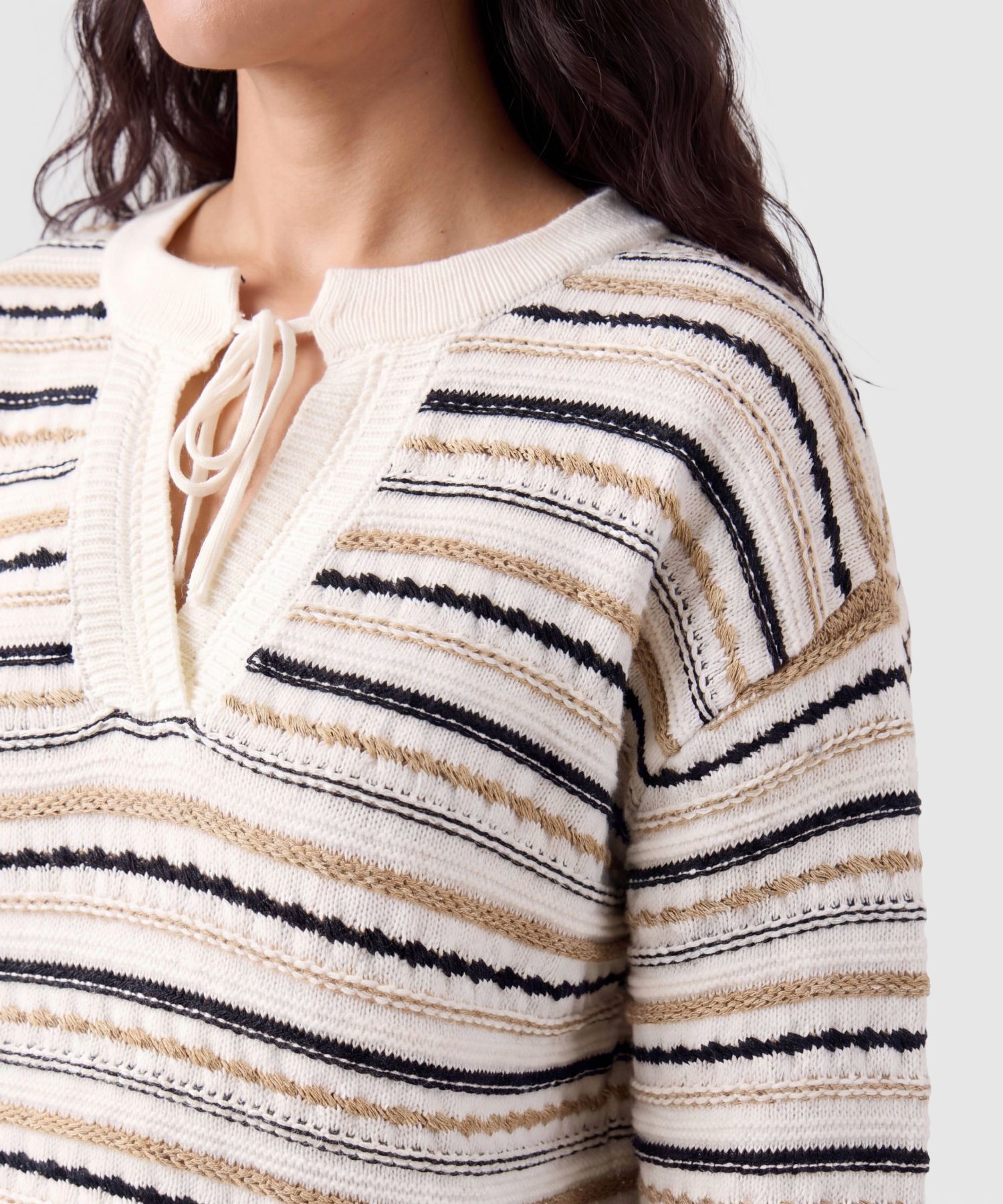 Saco Tejido Cuello Lazo Para Mujer