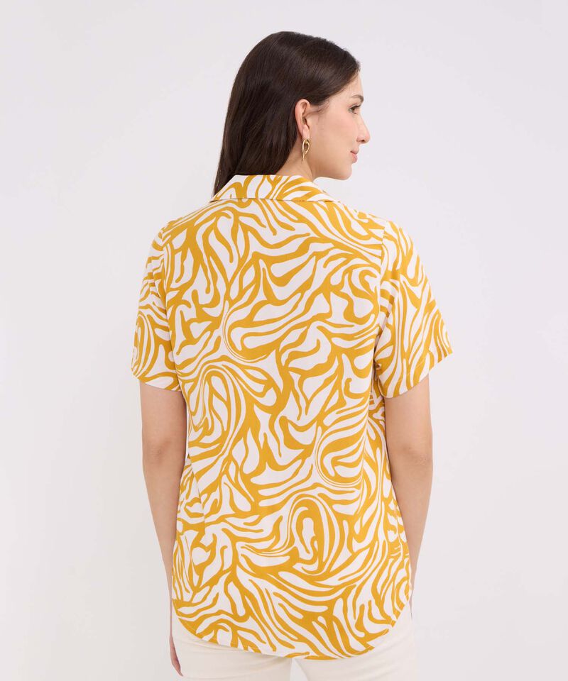 Camisa Estampada, Manga Corta, Cuello Camisero