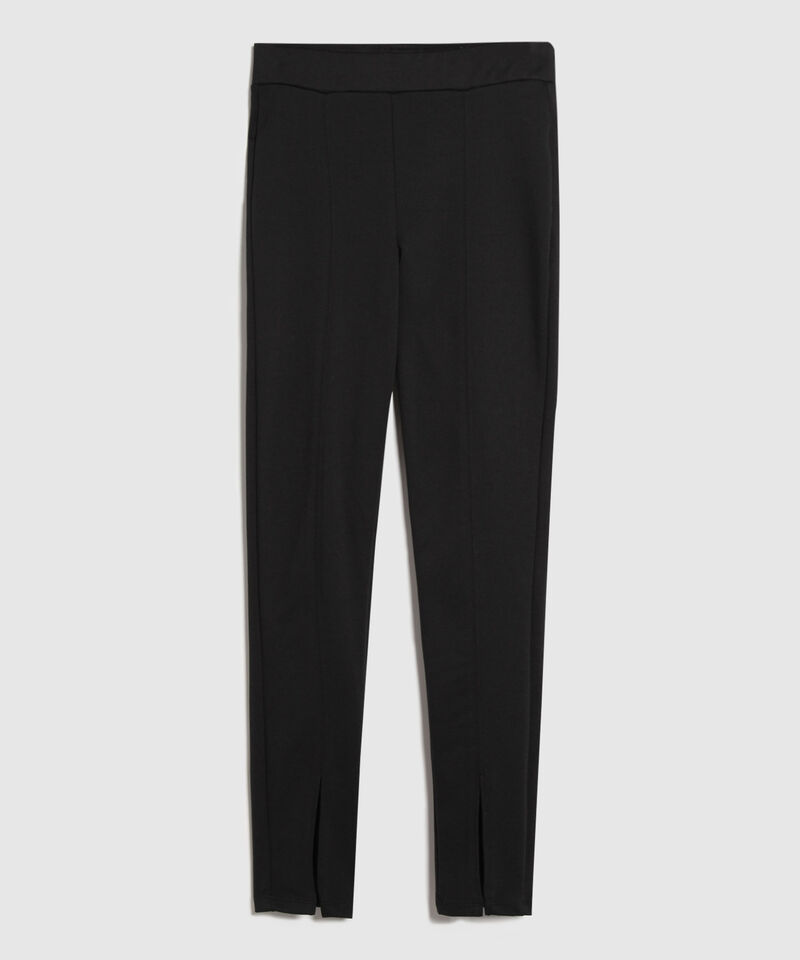 Leggins Unicolor, Tiro Alto Con Corte Central Y Abertura En Bota, Trópico Floral