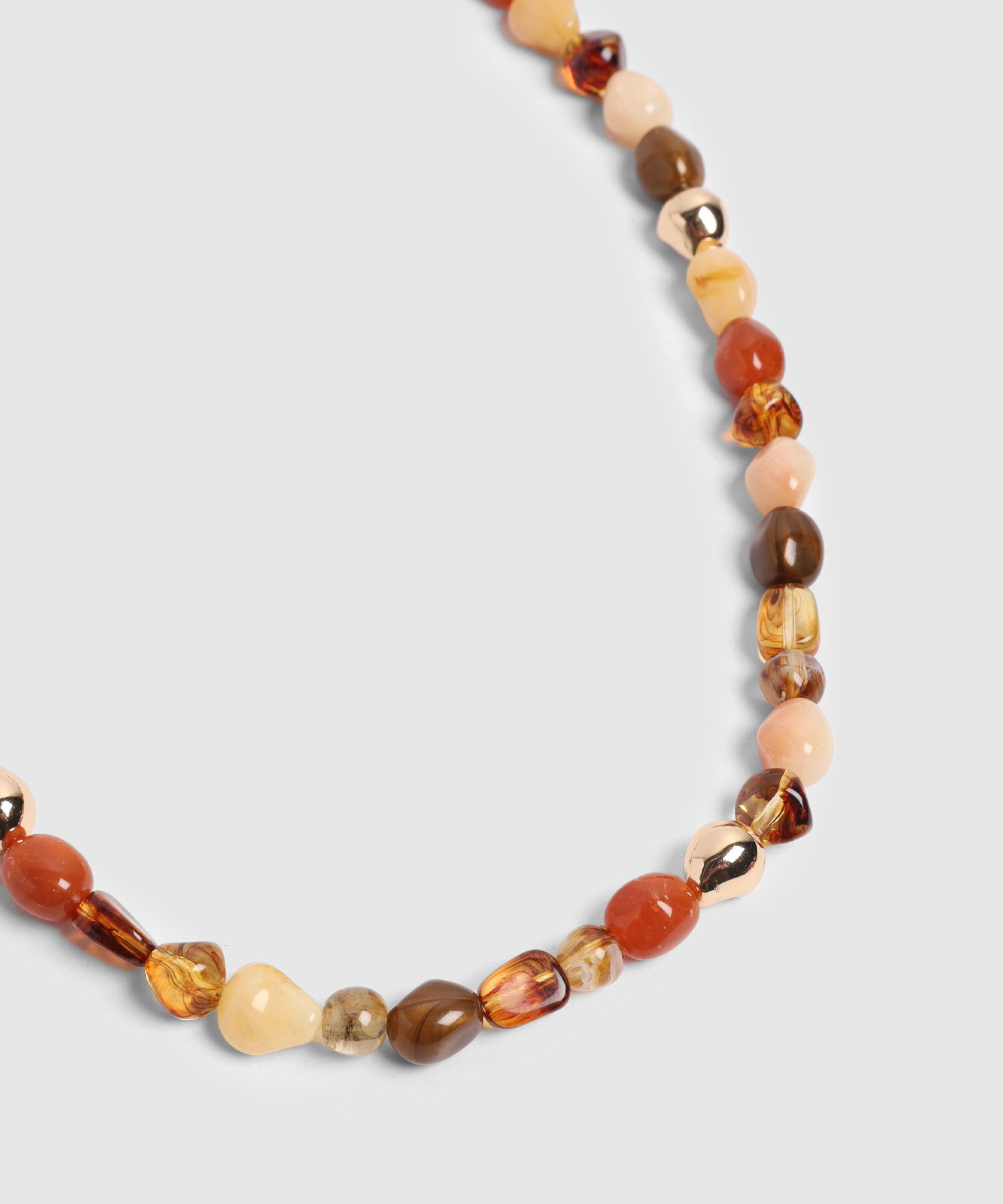 Collar De Piedras Lisas Y Esferas Para Mujer