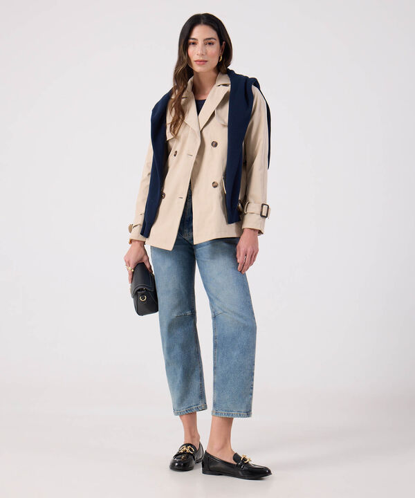 Chaqueta Trench Unicolor Con Cinturon  image number null