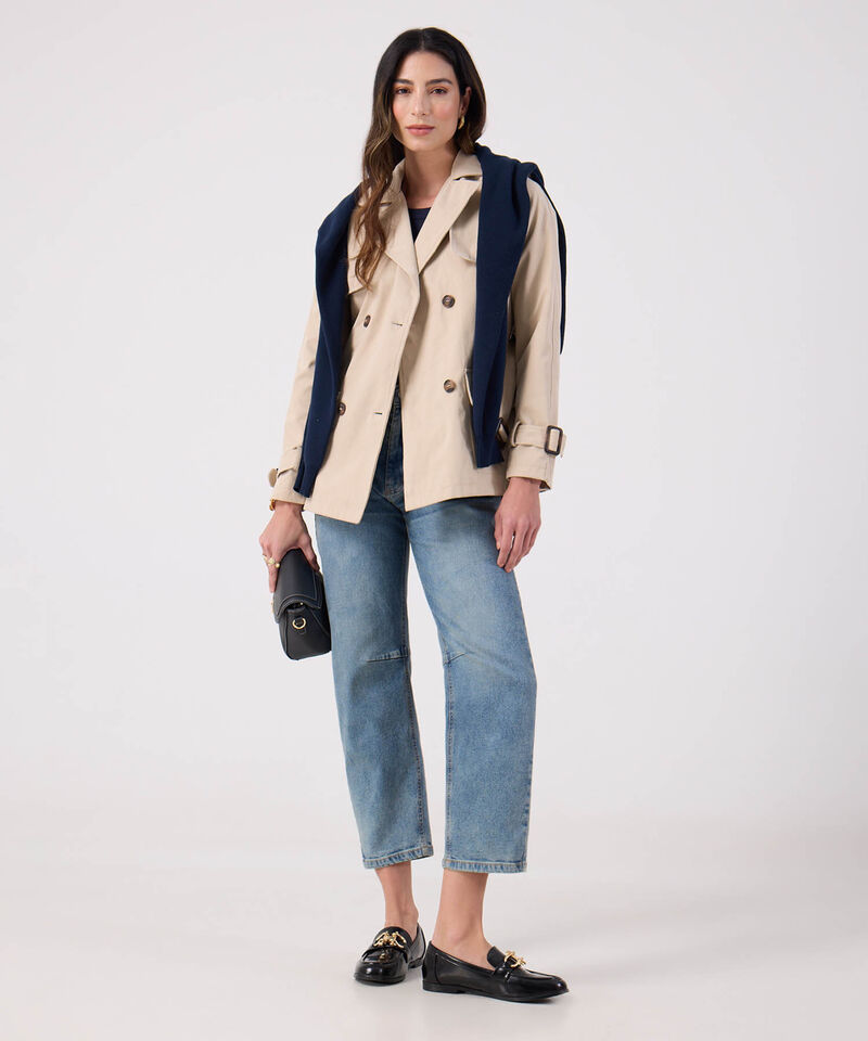 Chaqueta Trench Unicolor Con Cinturon 