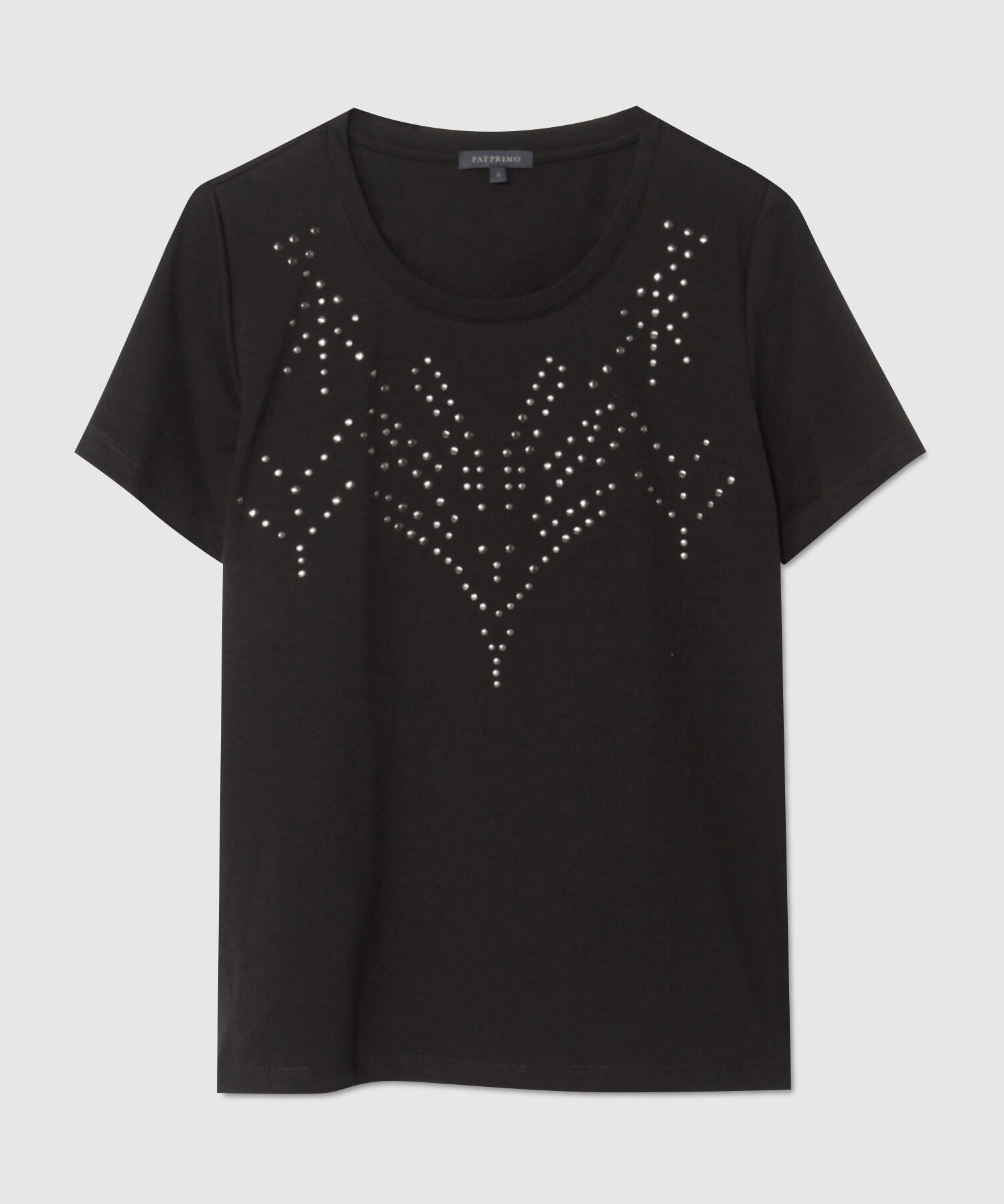 Camiseta Unicolor Con Aplique Pedreria