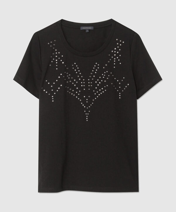 Camiseta Unicolor Con Aplique Pedreria