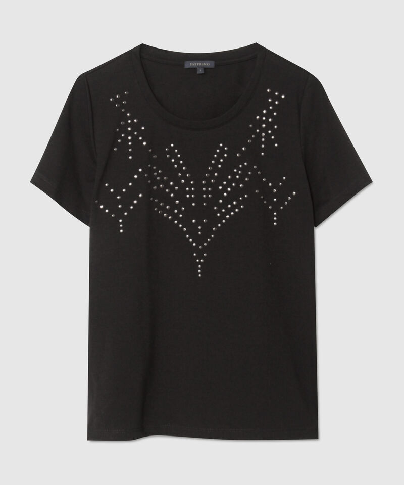 Camiseta Unicolor Con Aplique Pedreria