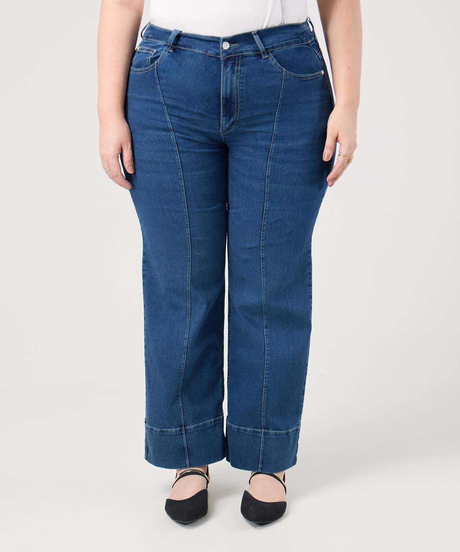Jeans Straight Con Costuras Para Mujer Curvy