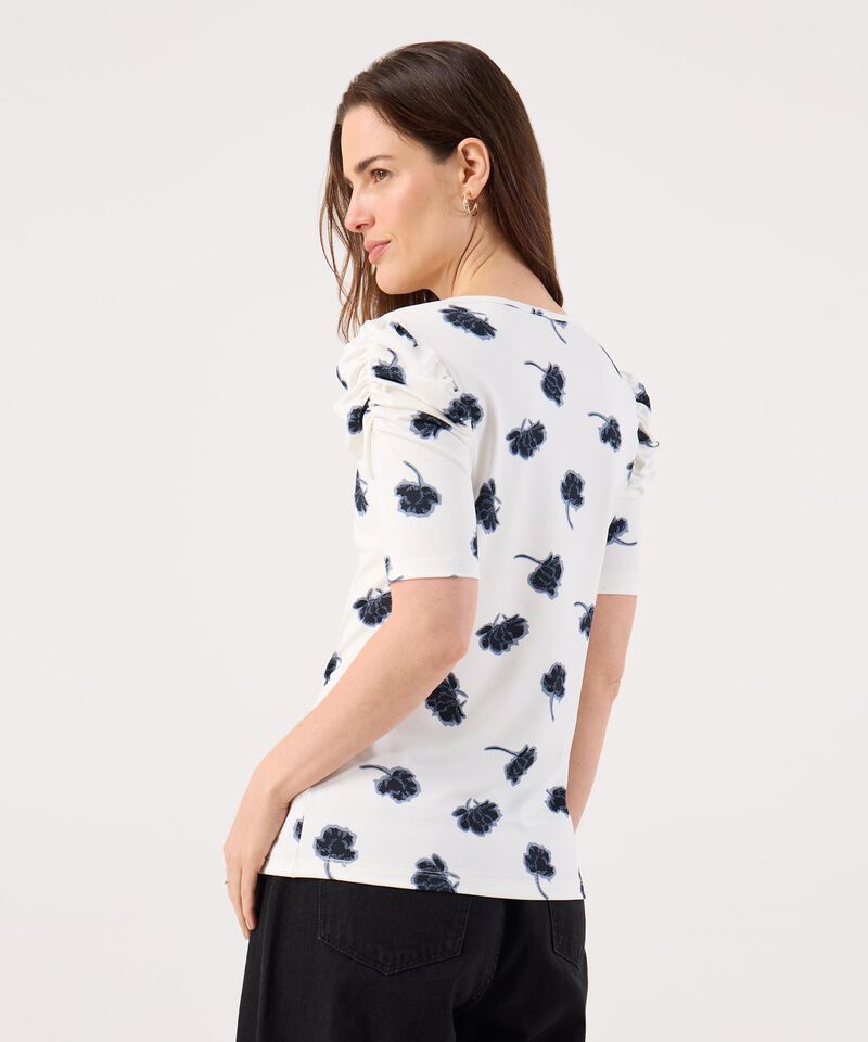 Camiseta Manga Corta Con Ruche Estampada