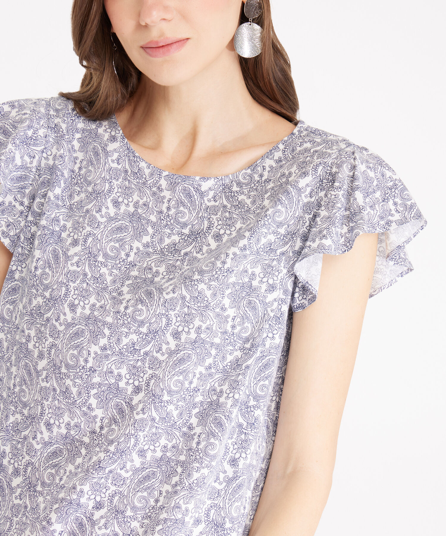 Vestido Estampado Manga Corta Con Vuelo