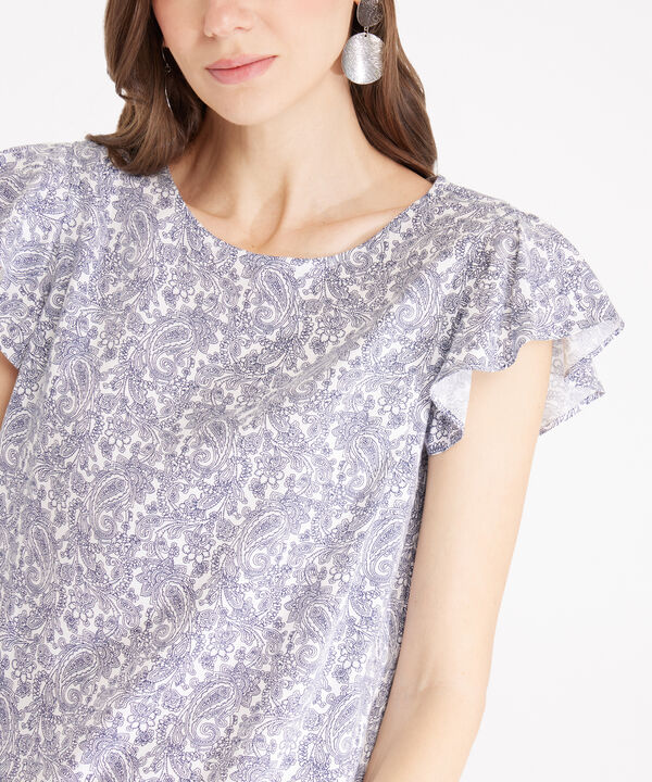 Vestido Estampado Manga Corta Con Vuelo