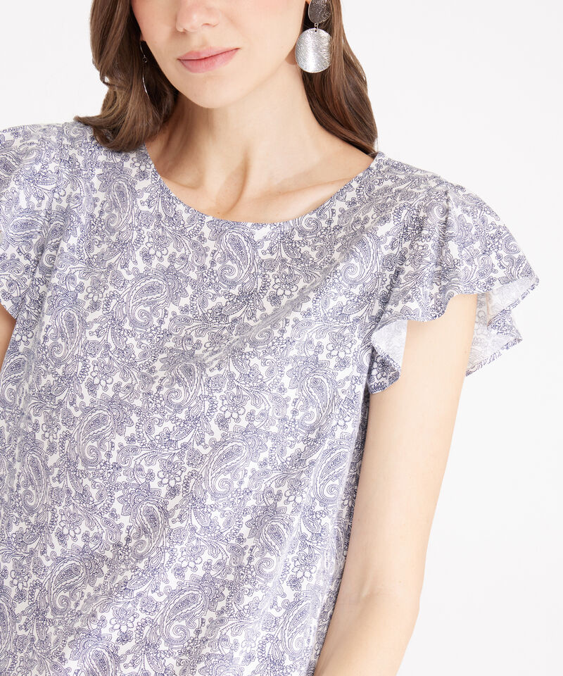 Vestido Estampado Manga Corta Con Vuelo