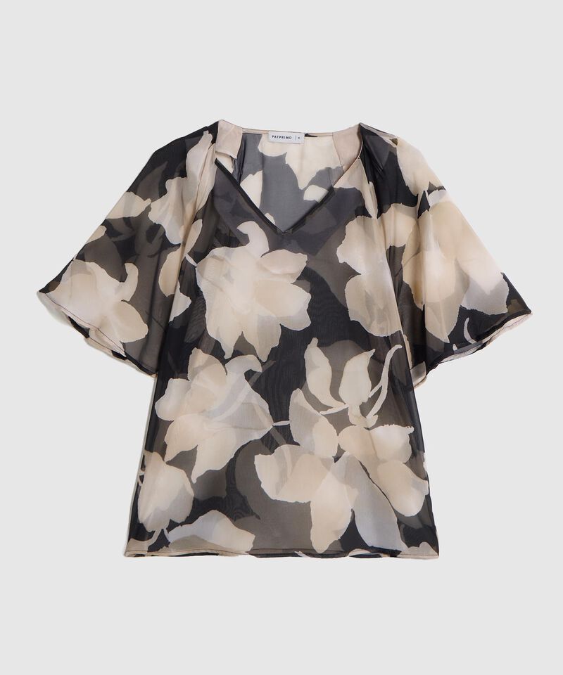 Blusa de Manga Campana y Escote en V para Mujer