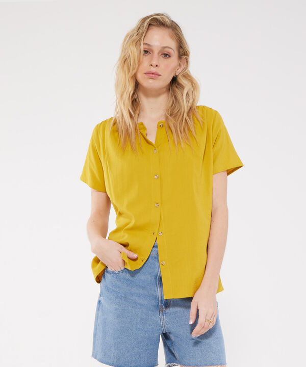Blusa Recogido En Hombro Y Corte Espalda