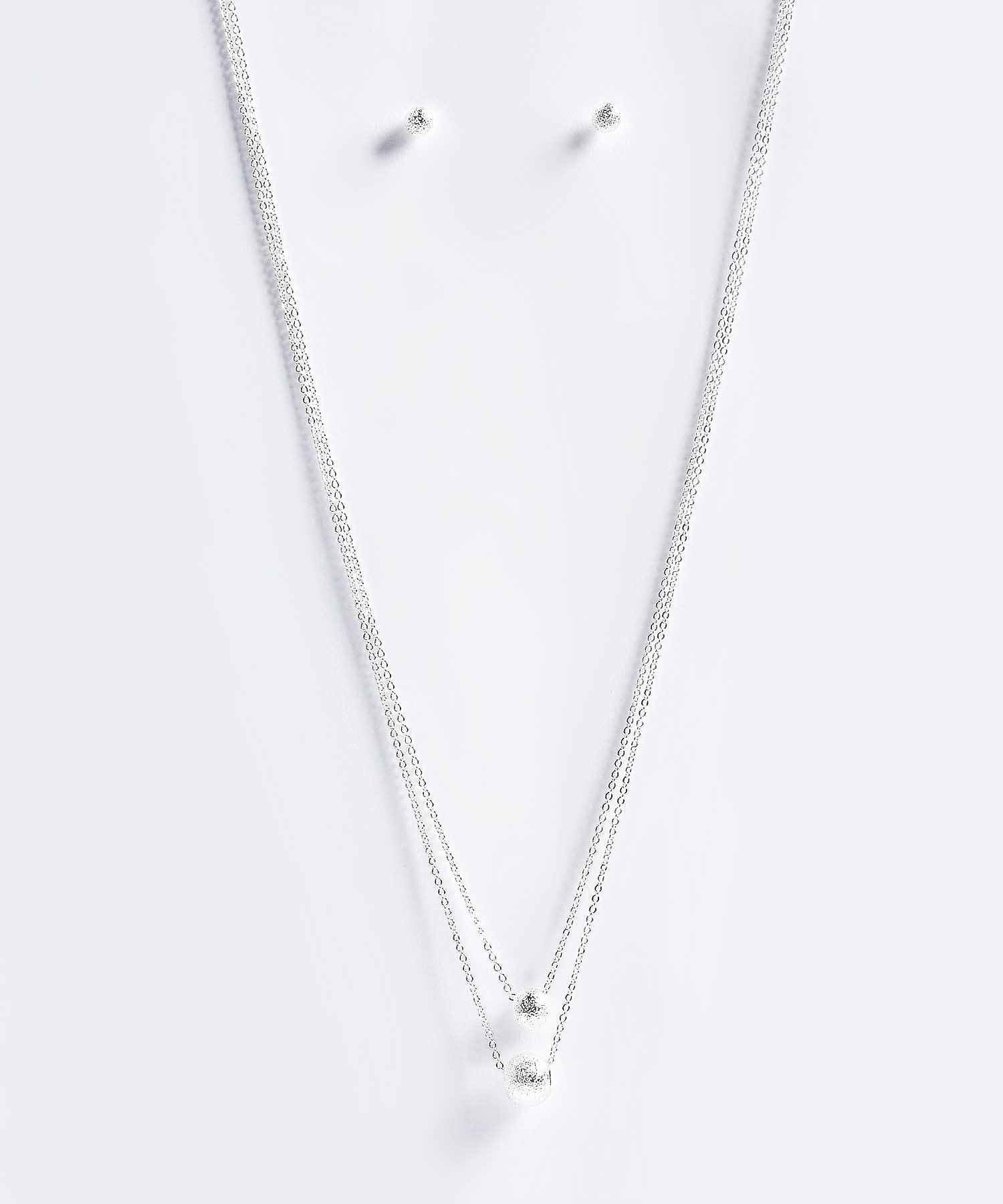 Set de Accesorios Collar Doble Plateado