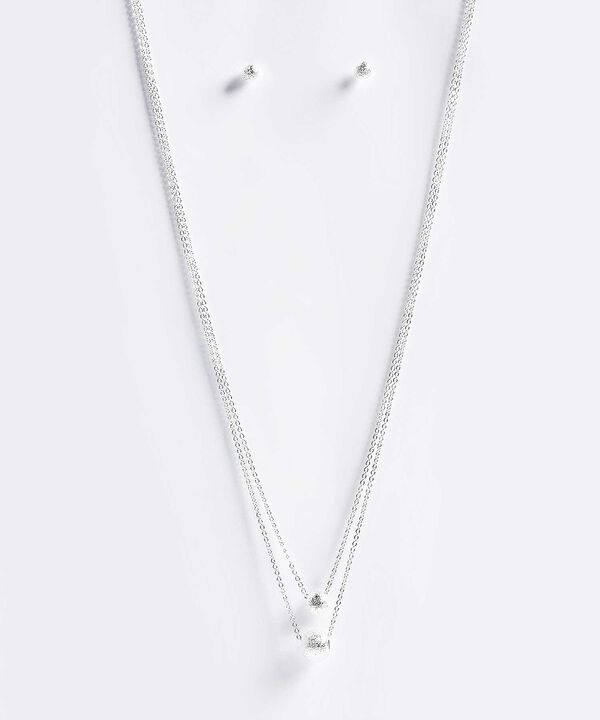 Set de Accesorios Collar Doble Plateado image number null