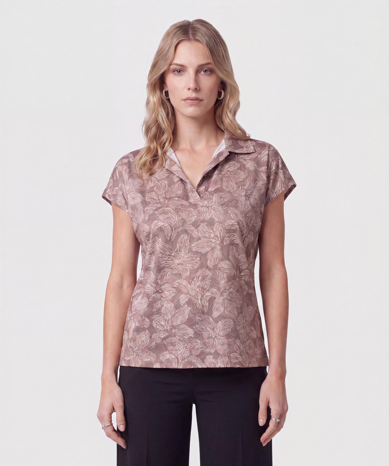 Blusa Cuello Camisero Manga Corta Para Mujer