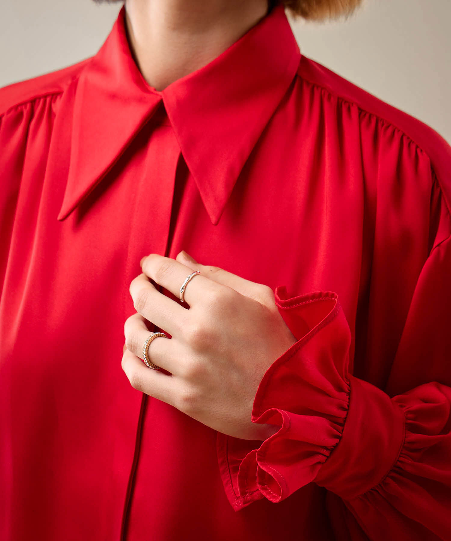 Camisa Manga Larga Con Volantes Para Mujer