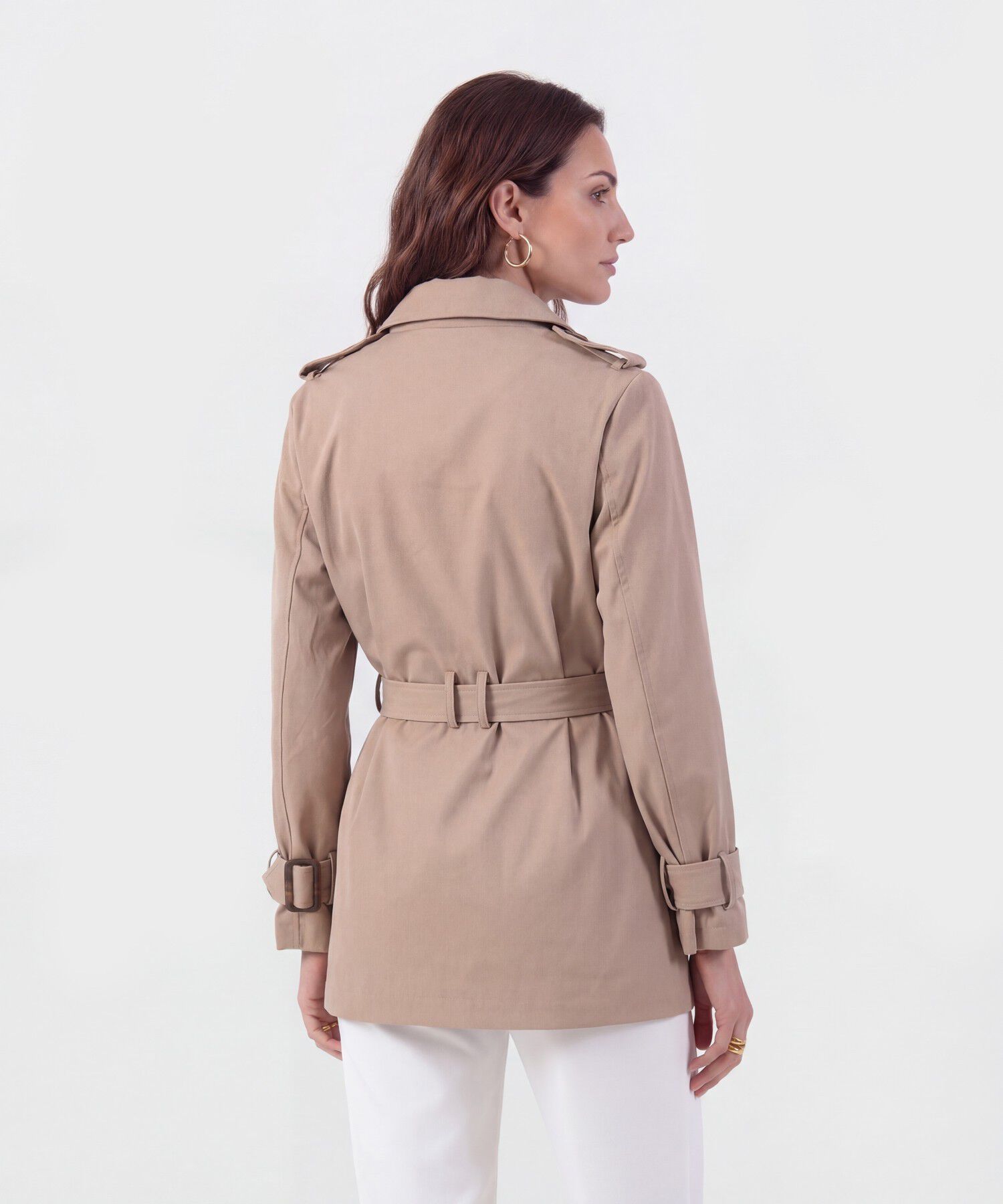 Chaqueta Trench Con Cintur&oacute;n Para Mujer