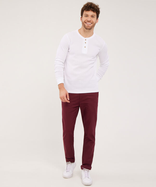 Camiseta Manga Larga Unicolor Cuello Henley