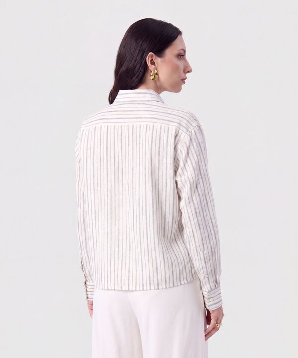 Camisa de Rayas con Bolsillo Para Mujer