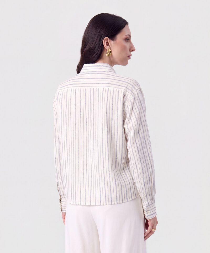 Camisa de Rayas con Bolsillo Para Mujer