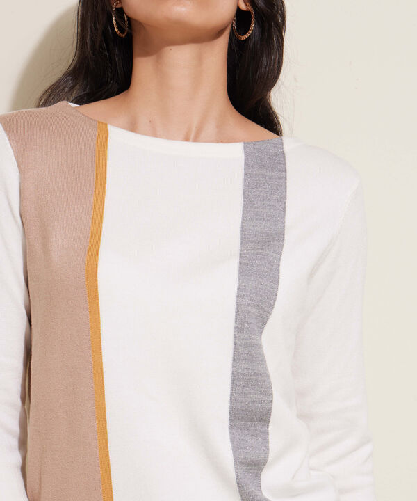 Saco Cuello Redondo, Manga Larga Con Rayas